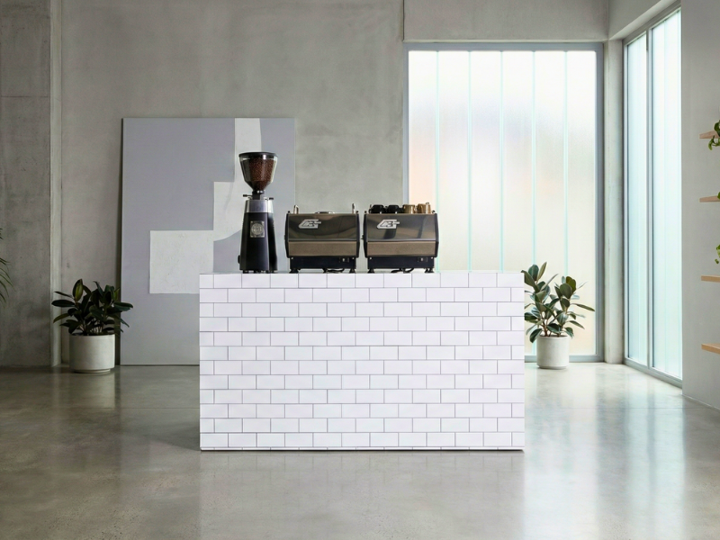 Subway Tile Themed Coffee Cart